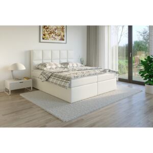 CONTEZZA Čalouněná postel CALMA Boxsprings, bílá ekokůže Plocha spaní: 180 x 200 cm