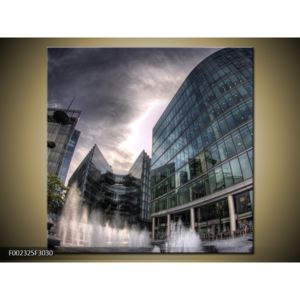 Obraz prosklených budov s fontánou (F002325F3030)