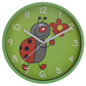 Nástěnné hodiny Ladybird zelená, 23 cm