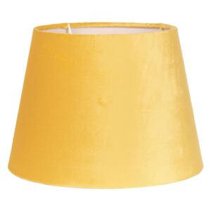 Žluté sametové stínidlo na lampu - Ø 25*18 cm