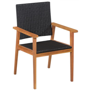 Zahradní židle 2 ks polyratan černé a hnědé