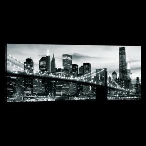 Postershop Obraz na plátně: Černobílý Brooklyn Bridge (4) - 145x45 cm