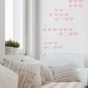 Samolepky na zeď- Srdíčka Barva: světlle růžová 426, Rozměr: 37 x srdíčko cca 8x7 cm