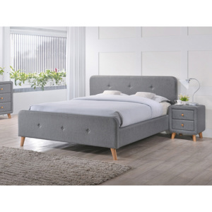 Čalouněná postel MALIBU + rošt, 160x200, šedá/dub