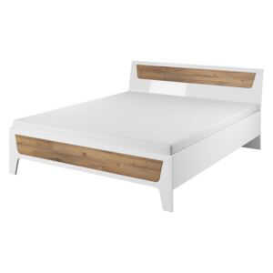 Manželská postel MONTRE 180x200cm - bílý lesk/dub grandson