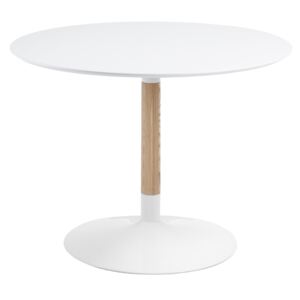 Matný bílý jídelní stůl LaForma Tic 110 cm s jasanovou podnoží