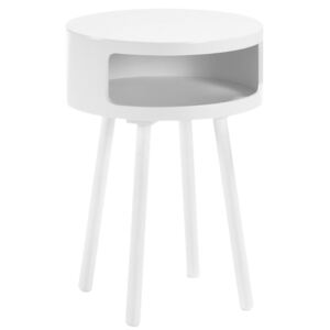 Bílý dřevěný kulatý odkládací stolek LaForma Bruk 40 cm