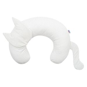 Kojící polštář New Baby Kočka Velvet bílý s puntíky