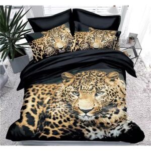 Bavlissimo 7-dílné povlečení leopard 3 D černá 140x200 na dvě postele