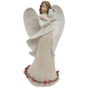 Bílý anděl se třpytkami - 11*6*21 cm