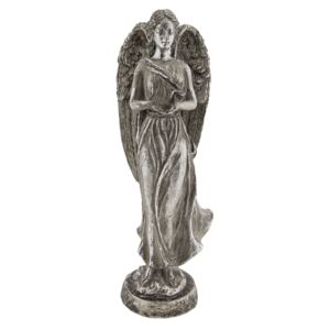 Šedý anděl s holubicí - 18*15*41 cm