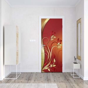 GLIX Fototapeta na dveře - Luxury Ornamental Floral Design Orange | 91x211 cm