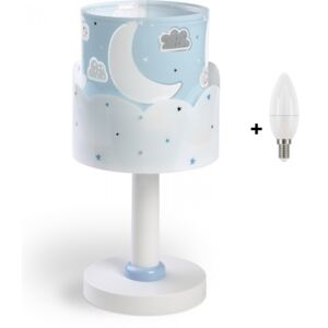 Dalber 61231T MOON blue - Dětská stolní lampička v modré barvě + Dárek LED žárovka