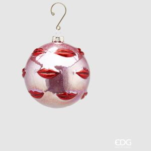 EDG Vánoční skleněná ozdoba Kiss růžová, 10 cm