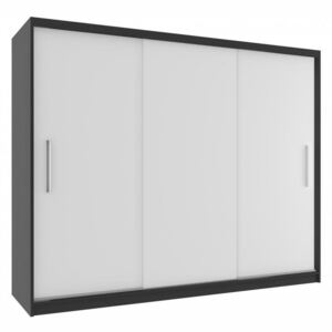 Šatní skříň s posuvnými dveřmi šířka 235 cm černý korpus 05 Černá - Bílá