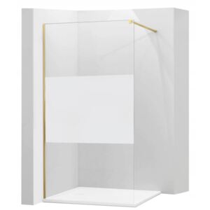 Koupelnová pevná zástěna MEXEN KIOTO GOLD 90 cm - čiré/mat