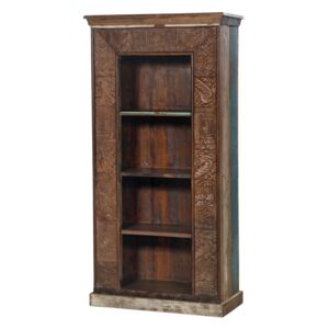 Knihovna z mangového dřeva, ruční řezba, 75x33x163cm