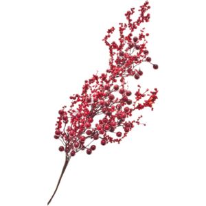 Zimní dekorace, větvička červené jeřabiny s bobulemi 80 cm