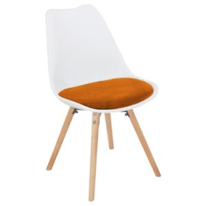Jídelní židle Samim (oranžová + buk). Akce -21%.. Vlastní profesionální přeprava až k Vám domů 1006296