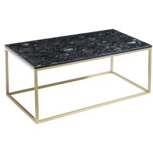 Černý kamenný konferenční stolek RGE Accent se zlatou podnoží 110 x 60 cm