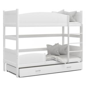 Patrová postel TWIST včetně úložného prostoru (Bílá), Bílá