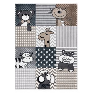 Koberec FUN Pets - zvířata šedý - 80x150 cm