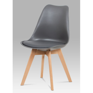 Autronic Jídelní židle, plast šedý / koženka šedá / masiv buk CT-752 GREY