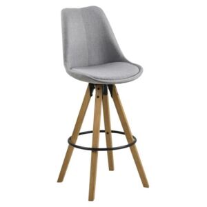 Barová židle Damian, látka, šedá/dřevo