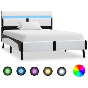 Rám postele s LED světlem bíločerný umělá kůže 90 x 200 cm