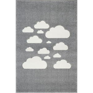 LIVONE Dětský koberec MRAKY stříbrnošedý/ bílý Varianta: 100x150 cm