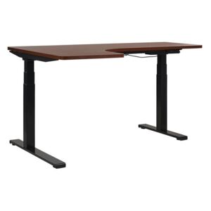 Rohový elektrický psací stůl levostranný 160 x 110 cm tmavé dřevo s černou DESTIN II