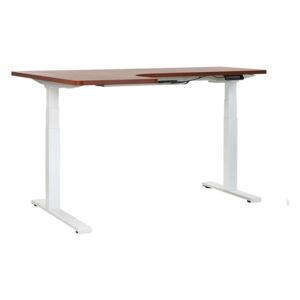 Rohový elektrický psací stůl levostranný 160 x 110 cm tmavé dřevo s bílou DESTIN II