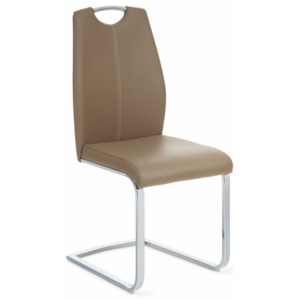 Jídelní židle z béžové ekokůže s bílým prošitím TK2040