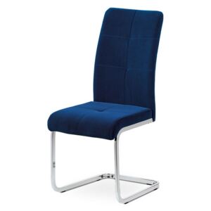 Jídelní židle, modrá sametová látka, pohupová podnož