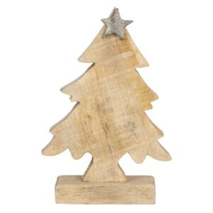 Dřevěná vánoční dekorace Strom s hvězdou - 12*5*15 cm