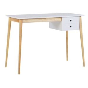 Psací stůl 106 x 48 cm bílý se světlým dřevem EBEME