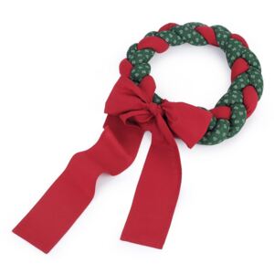 Vánoční pletený látkový věnec bavlněný - 1 zelená tmavá červená Stoklasa