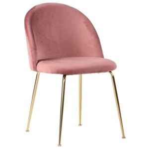 Jídelní židle Nordic Living Anneke, růžová/zlatá