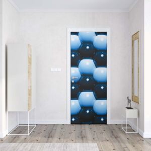 GLIX Fototapeta na dveře - 3D Blue And Black Ball Pattern | 91x211 cm