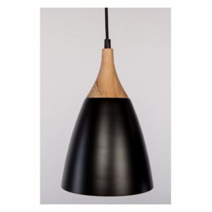 Černé závěsné svítidlo z dubového dřeva a oceli Nørdifra Beta, ⌀ 19 cm