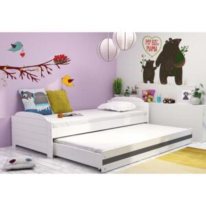 Dětská postel LILI 2 + matrace + rošt ZDARMA, 90x200, bílý, grafitová