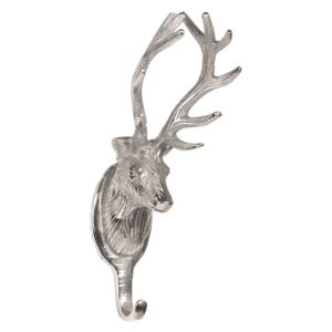 Stříbrný nástěnný háček s jelenem - 10*8*23 cm