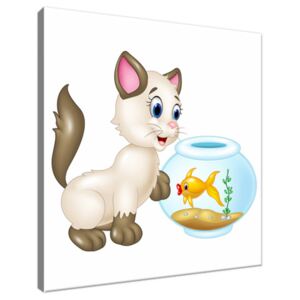 Obraz na plátně Kočka s rybkou 30x30cm 2781A_1AI