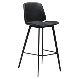 Černá barová židle z imitace kůže DAN–FORM Denmark Swing, výška 105 cm