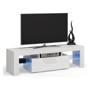 EmaHome Televizní stolek s úložným prostorem DEKO 140 - bílý lesk