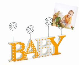 Dětský dřevěný fotorámeček-fotoclip BABY oranžový