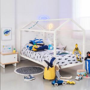 Montessori dětská postel, borovicové dřevo, bílá, IMPRES