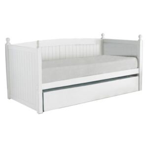 Dětská postel s přistýlkou, borovicové dřevo, bílá, 90x200, GLAMIS