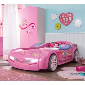 Čilek Dětská postel auto 90x195 cm BiTurbo růžová