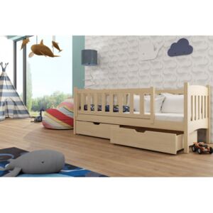 Dřevěná dětská postel se zábranou Grace 80x180